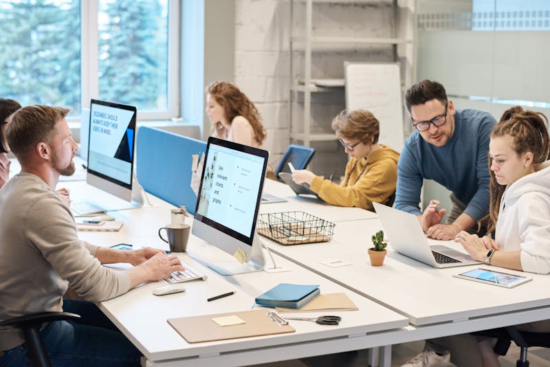 Efficient office team processing claims at multiple workstations